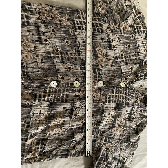 Vtg. Impressions Burn Out Modern Floral Print Short Sleeve Top SZ L - Picture 6 of 9